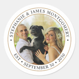 Moeie Aangepaste Foto Huisdier Bruiloft Ronde Sticker