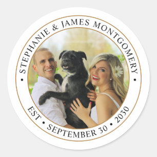Moeie Aangepaste Foto Huisdier Bruiloft Ronde Sticker