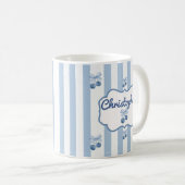 Moeie aangepaste naam strepen patroon koffiemok (Voorkant rechts)