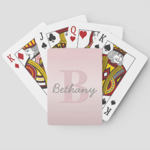 Moeie aanpasbare roze monogram & uw naam schrift pokerkaarten