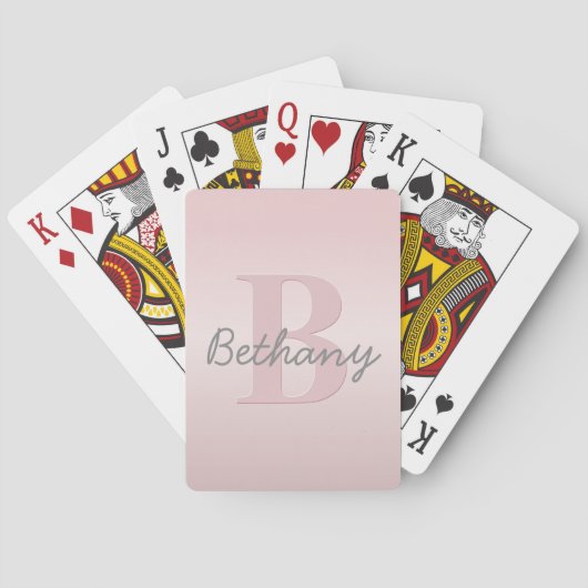 Moeie aanpasbare roze monogram & uw naam schrift pokerkaarten (Achterkant)