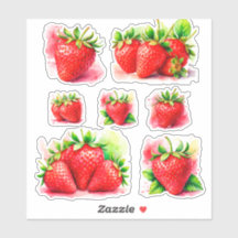 Moeie aardbei stickers – Zoete en sappige vrucht