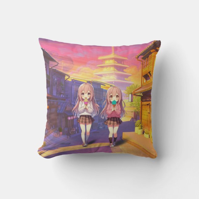 Moeie Anime Ijs meisjes Kussen (Voorkant)
