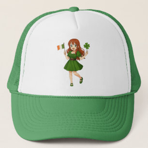 Moeie anime roodharige Saint Patrick's Day Trucker Pet