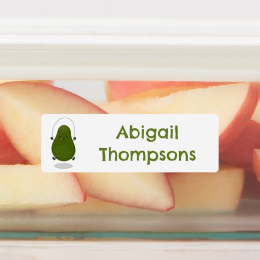 Moeie avocado springtouw cartoon gepersonaliseerd labels (Aangebracht)