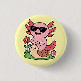 Moeie Axolotl Knop – Lief Dierenontwerp Ronde Button 3,2 Cm