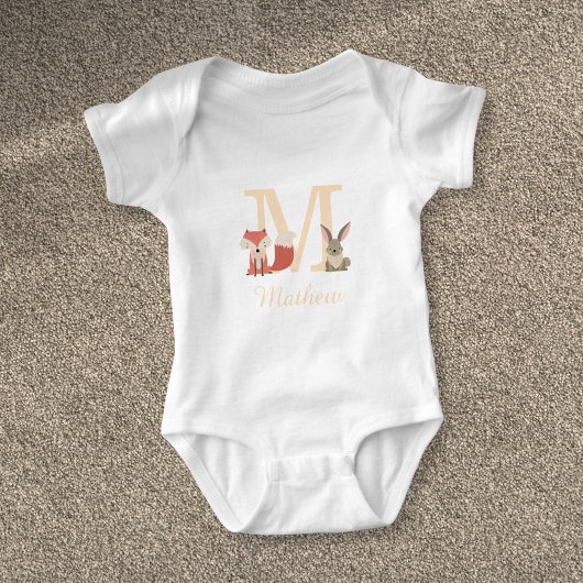 Moeie Baby Bos Konijn Vos Monogram Romper