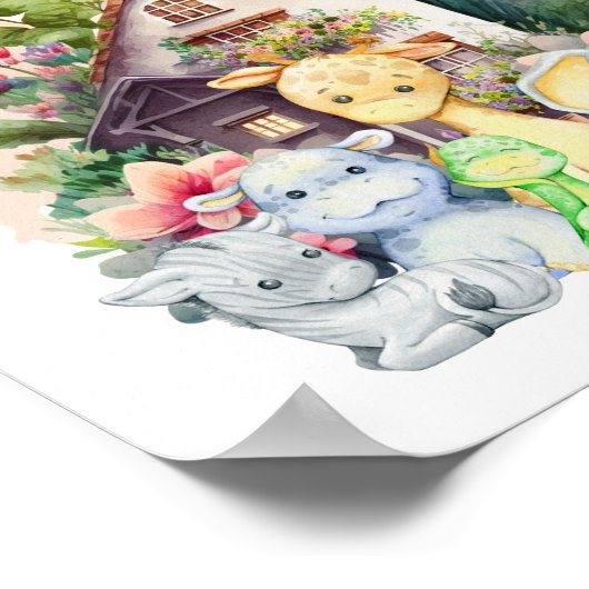Moeie Baby Dieren En Gelukkig Huis | Kleurrijke Te Poster (Hoek)
