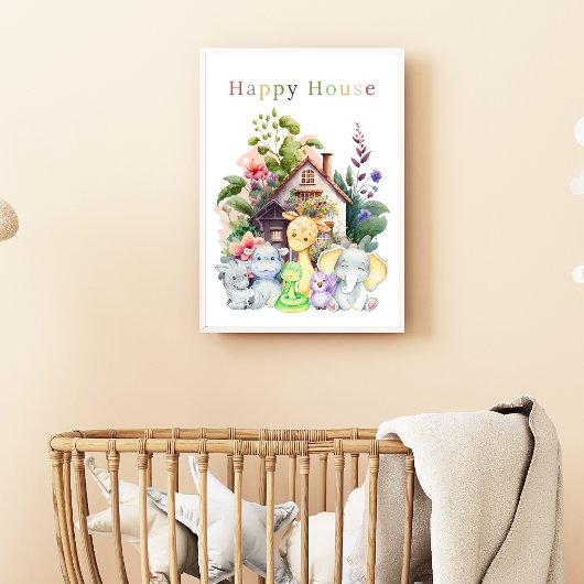 Moeie Baby Dieren En Gelukkig Huis | Kleurrijke Te Poster