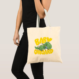 Moeie baby dinosaurus aan boord Autodecal   Slapen Tote Bag