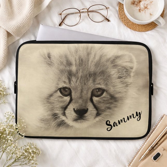 Moeie baby jachtluipaard laptophoes laptop sleeve (Creator heeft geüpload)