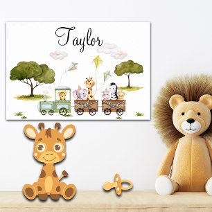 Moeie baby jungle dieren reis met trein poster