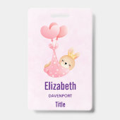 Moeie baby konijn in een hartendeken badge (Achterkant)