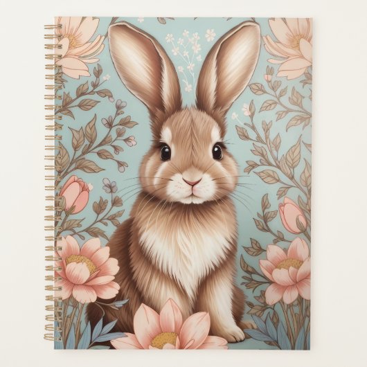 Moeie Baby Konijn Pastel Bloemen Planner (Voorkant)