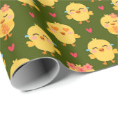 Moeie Baby Kuiken Liefde met Hartjes Cadeaupapier (Rol Hoek)