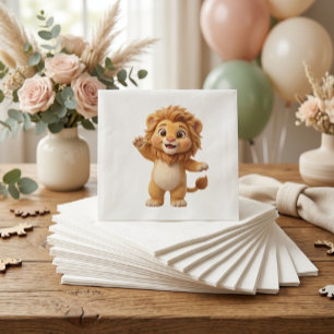 Moeie baby leeuw safari baby shower servetten