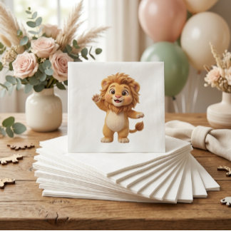 Moeie baby leeuw safari baby shower servetten