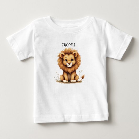 Moeie baby leeuw "Thomas" gepersonaliseerd T-shirt (Voorkant)