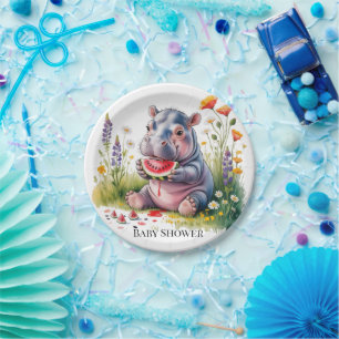 Moeie Baby Nijlpaard Watermeloen Baby Borrel Papieren Bordje