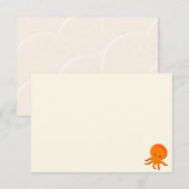 Moeie Baby Octopus Effen Crème Wit Notitiekaartje (Voorkant / Achterkant)
