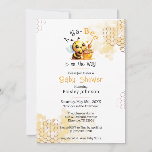 Moeie baby op komst Honingbij Baby Shower Kaart (Voorkant)