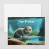 Moeie baby otter in vijver - personaliseerbare ver briefkaart (Voorkant / Achterkant)