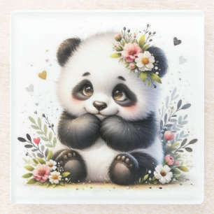 Moeie baby panda bloemen onderzetter Kawaii wate
