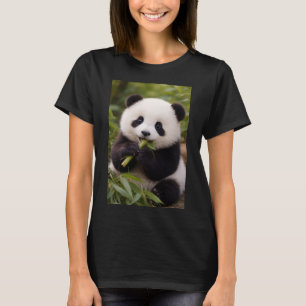 Moeie baby panda die bamboe eet dames T-shirt