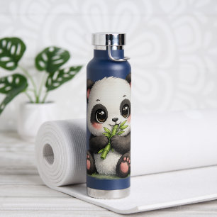 Moeie baby panda die bamboe eet RVS  Waterfles