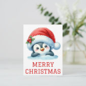 Moeie Baby Pinguïn Kerstkaart (Staand voorkant)