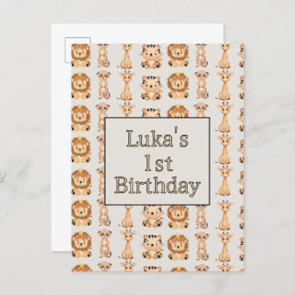 Moeie Baby Safari Dieren Uitnodiging Briefkaart