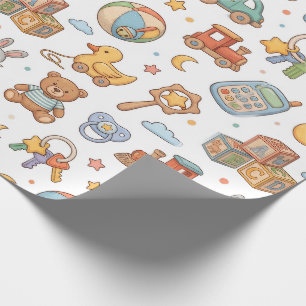 Moeie baby speelgoed patroonontwerp cadeaupapier