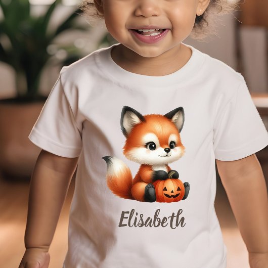 Moeie baby vos met pompoen persoonlijk T-shirt