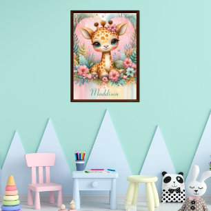 Moeie Babygiraffe Persoonlijke Naam Nursery Poster