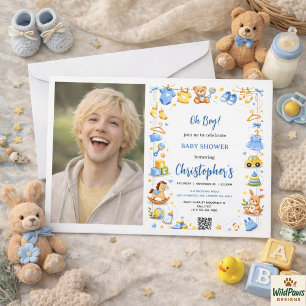 Moeie babykleren en speelgoed Jongens baby shower  Kaart