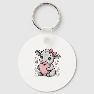 Moeie babykoe hart vintage gravure shirt ontwerp sleutelhanger