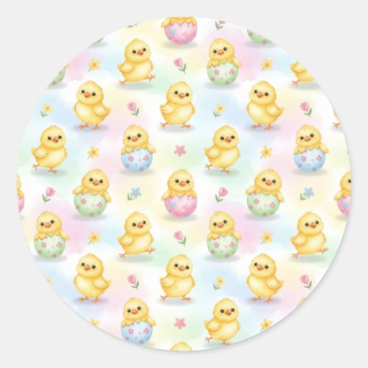Moeie babykuiken waterverf Pasen Ronde Sticker (Voorkant)
