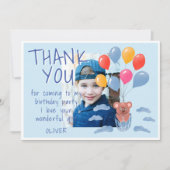 Moeie ballonbeer verjaardagsfoto voor kinderen bedankkaart (Voorkant)