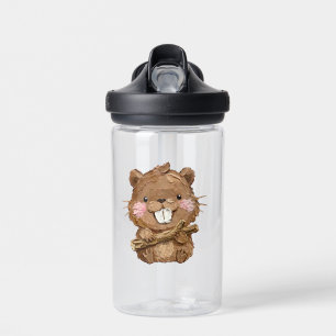 Moeie Bever met Stok Waterfles