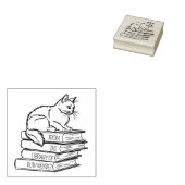 Moeie bibliotheekkat, op maat gemaakte boekplaat rubberstempel (Gestempeld)