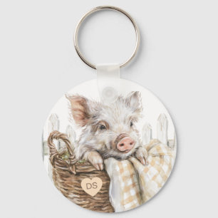 Moeie big in mand monogram gepersonaliseerd sleutelhanger