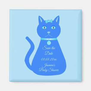 Moeie Blauwe Baby Jongen Kat Aangepaste Baby Showe Magneet