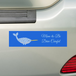 Moeie Blauwe Baby Jongen Narwal Aangepast Moeder i Bumpersticker