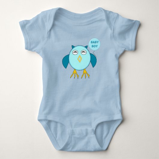 Moeie Blauwe Baby Jongensuil Aangepaste Creeper Romper (Voorkant)