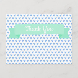 Moeie Blauwe Hartjes Patroon | Baby Shower Bedankt Briefkaart