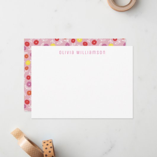 Moeie bloemenditsy-kinderen-notitiekaart notitiekaartje (Voorkant / Achterkant in situ)