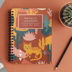 Moeie Boho Woestijnkatten Cactus Vetplant Patroon Notitieboek