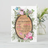 Moeie Bosuilen Baby Shower Kaart (Staand voorkant)