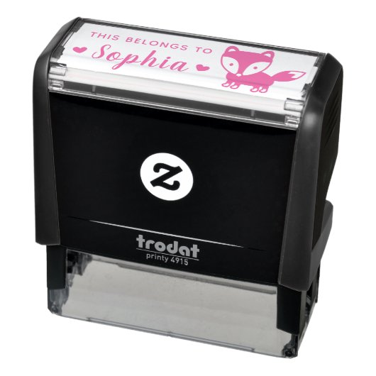 Moeie Bosvos En Hartjes Kids Gepersonaliseerd Zelfinktende Stempel (Product)