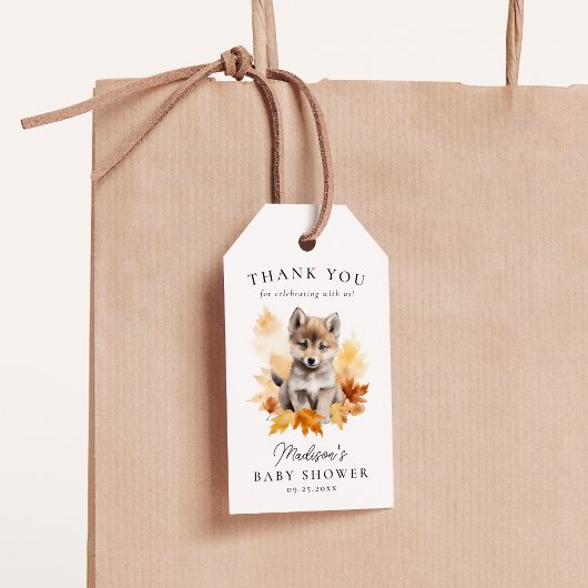 Moeie Boswolf Welp Herfst Baby Shower Cadeaulabel